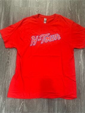 Houston Rockets Gildan Red H-Town Graphic Promotional Tshirt